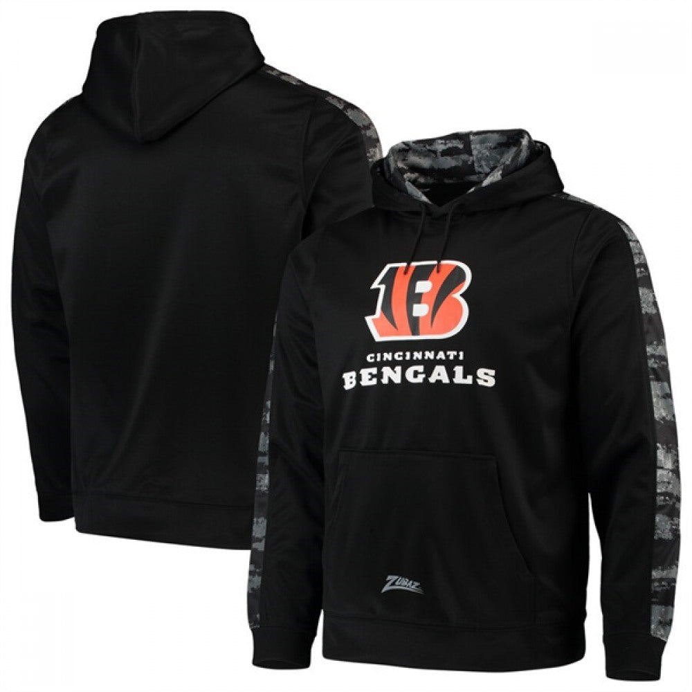 Men's Cincinnati Bengals Zubaz Black Tonal Oxide Pullover Hoodie 