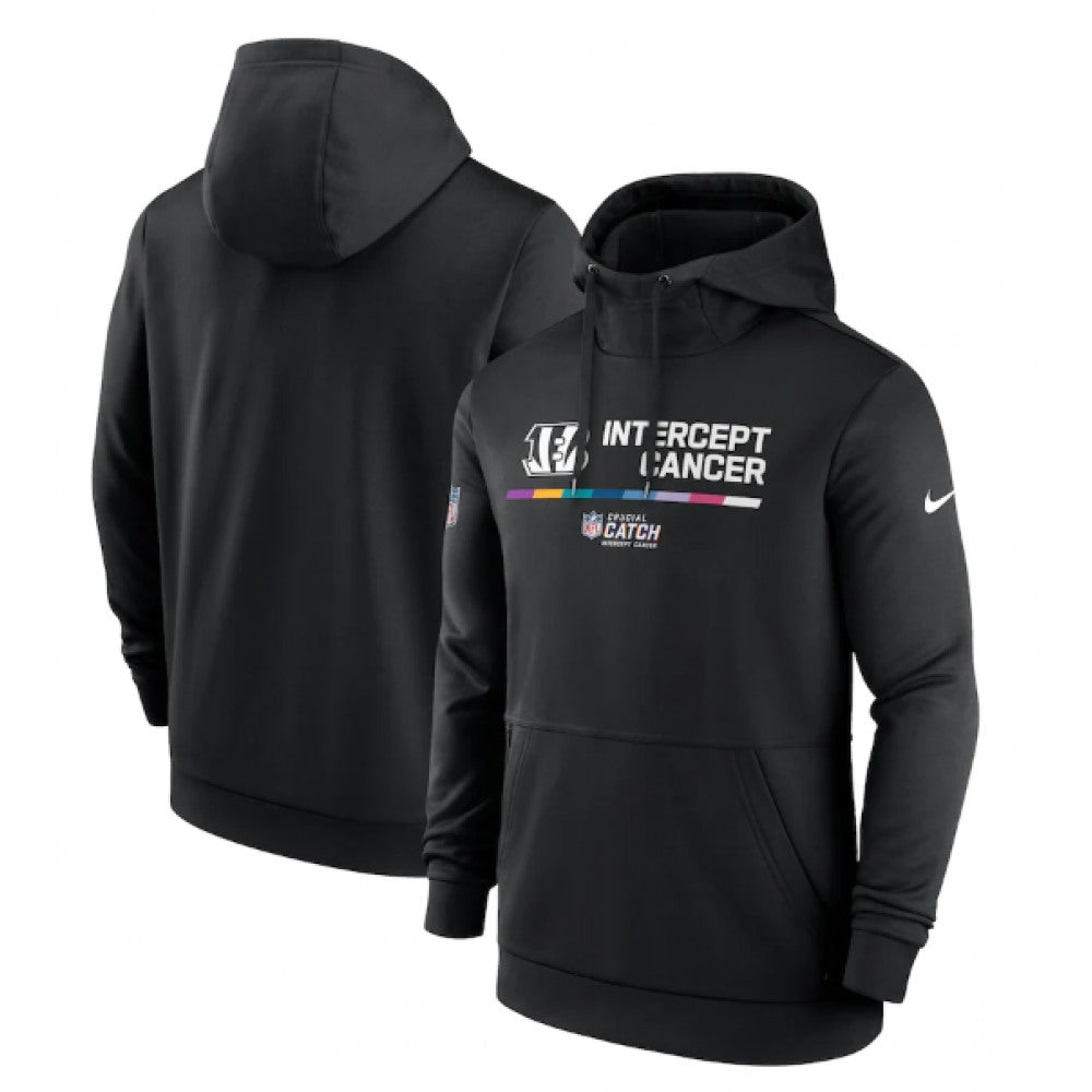 Men's Cincinnati Bengals 2022 Black Crucial Catch Therma Performance Pullover Hoodie 
