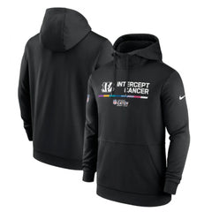 Men's Cincinnati Bengals 2022 Black Crucial Catch Therma Performance Pullover Hoodie 