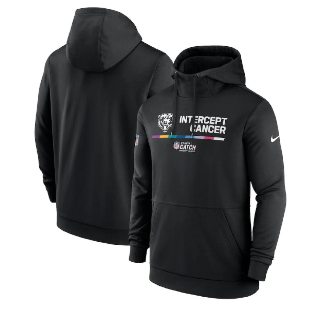 Men's Chicago Bears 2022 Black Crucial Catch Therma Performance Pullover Hoodie 