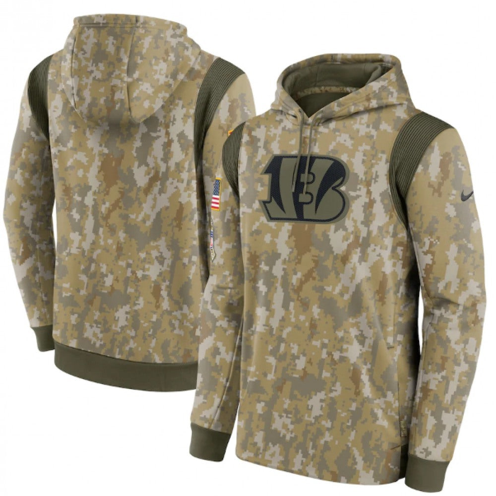 Men's Cincinnati Bengals Camo 2021 Salute To Service Therma Performance Pullover Hoodie 