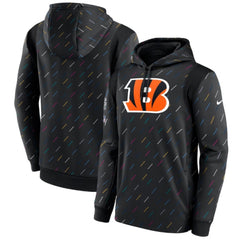 Men's Cincinnati Bengals 2021 Charcoal Crucial Catch Therma Pullover Hoodie 