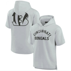 Men's Cincinnati Bengals Gray Super Soft Fleece Short Sleeve Hoodie 