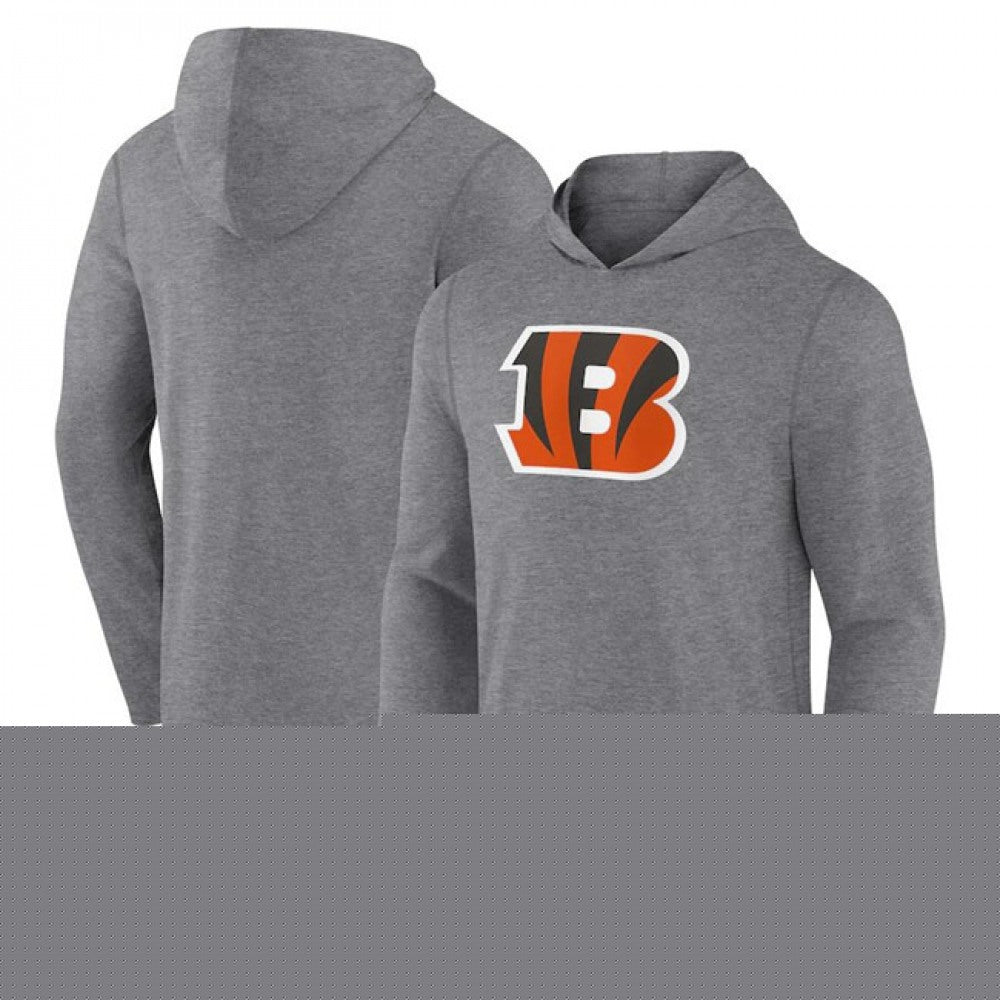 Men's Cincinnati Bengals Heather Gray Primary Logo Long Sleeve Hoodie T-Shirt 