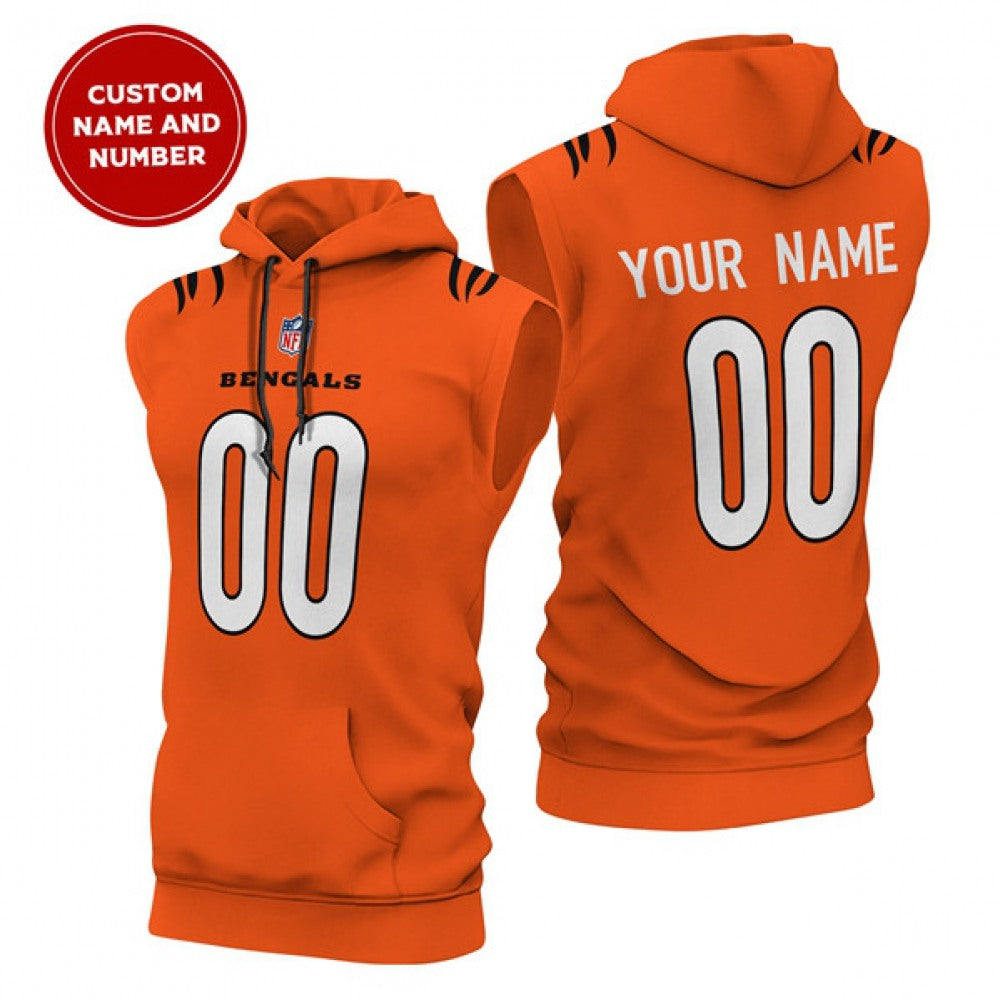 Men's Cincinnati Bengals Customized Orange Limited Edition Sleeveless Hoodie 