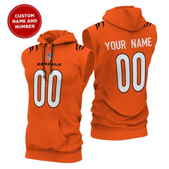 Men's Cincinnati Bengals Customized Orange Limited Edition Sleeveless Hoodie 