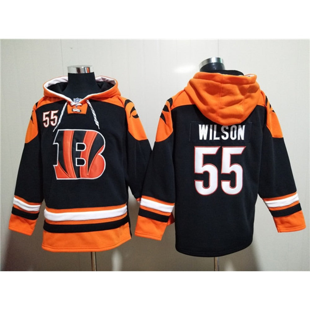 Men's Cincinnati Bengals #55 Logan Wilson Orange/Black Ageless Must-Have Lace-Up Pullover Hoodie 