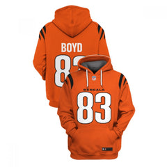 Men's Cincinnati Bengals #83 Tyler Boyd 2021 Orange Pullover Hoodie 
