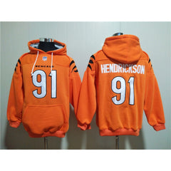Men's Cincinnati Bengals #91 Trey Hendrickson Orange Pullover Hoodie 