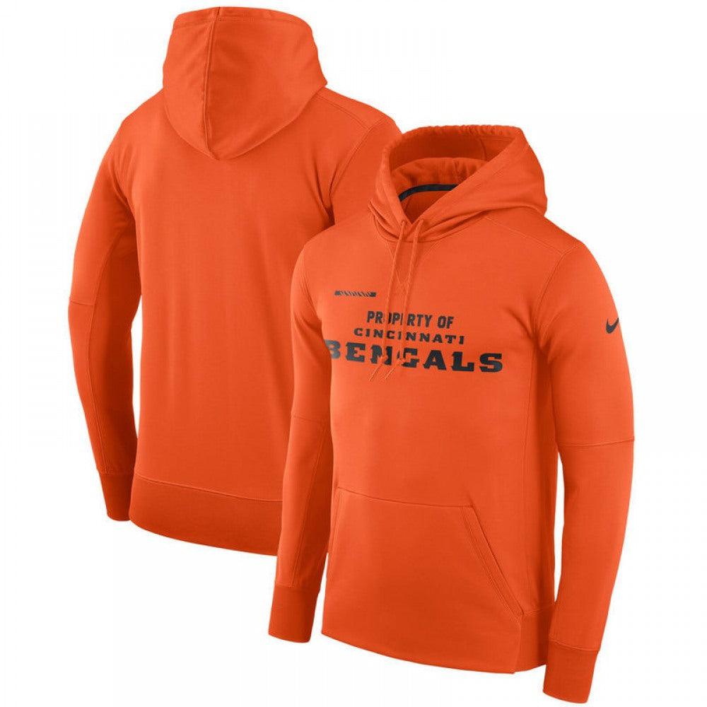 Men's Cincinnati Bengals Orange Sideline Property Of Performance Pullover Hoodie 