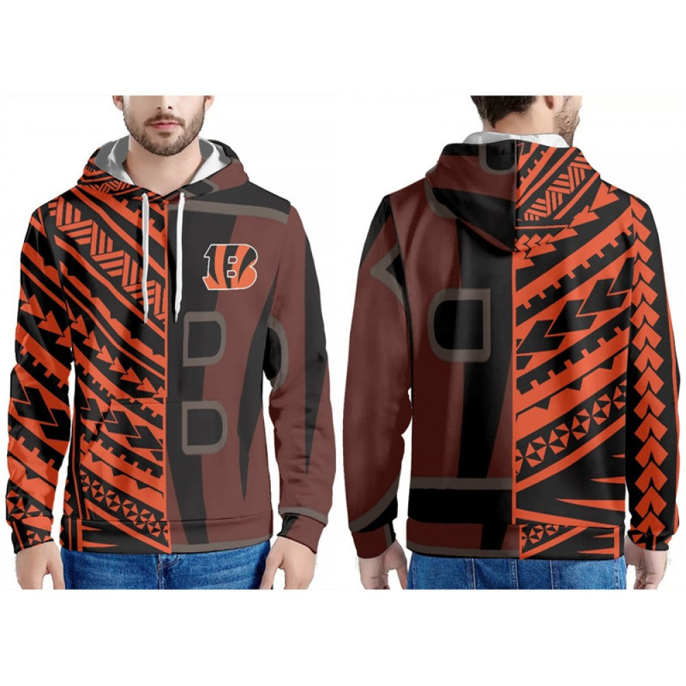 Men's Cincinnati Bengals Orange/Black Pullover Hoodie 