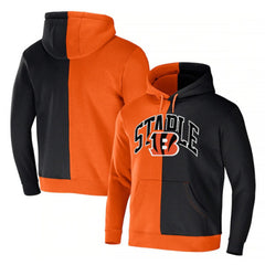 Men's Cincinnati Bengals Orange Black Split Logo Pullover Hoodie 
