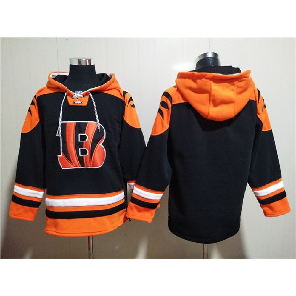 Men's Cincinnati Bengals Blank Orange/Black Ageless Must-Have Lace-Up Pullover Hoodie 