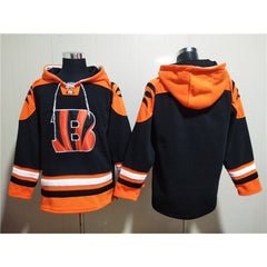 Men's Cincinnati Bengals Blank Orange/Black Ageless Must-Have Lace-Up Pullover Hoodie 