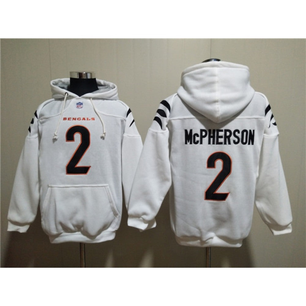 Men's Cincinnati Bengals #2 Evan McPherson White Pullover Hoodie 
