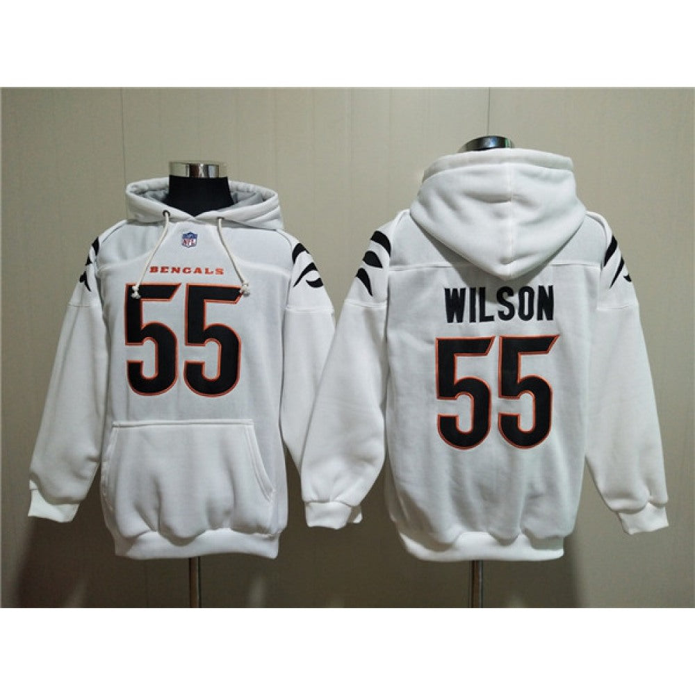 Men's Cincinnati Bengals #55 Logan Wilson White Pullover Hoodie 