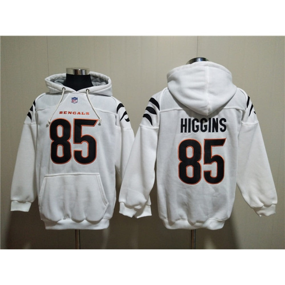 Men's Cincinnati Bengals #85 Tee Higgins White Pullover Hoodie 