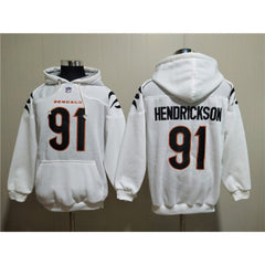 Men's Cincinnati Bengals #91 Trey Hendrickson White Pullover Hoodie 