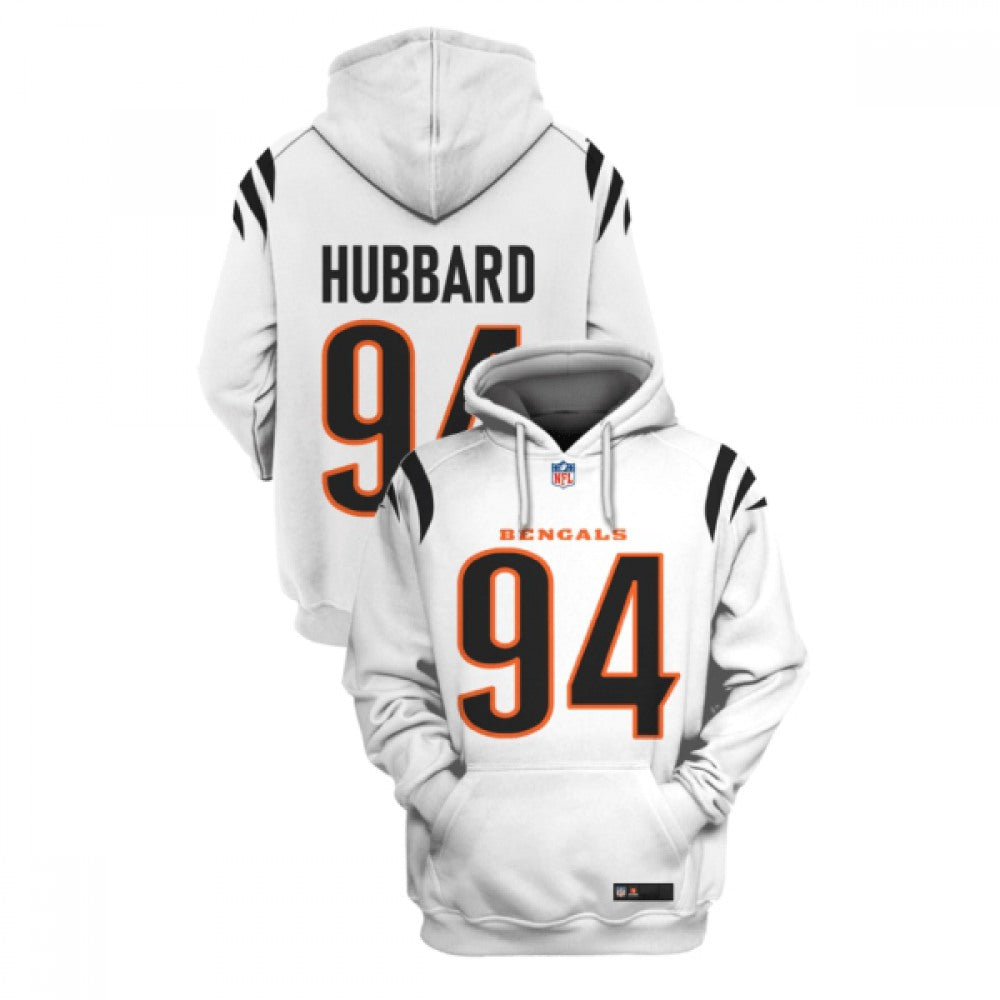 Men's Cincinnati Bengals #94 Sam Hubbard 2021 White Pullover Hoodie 
