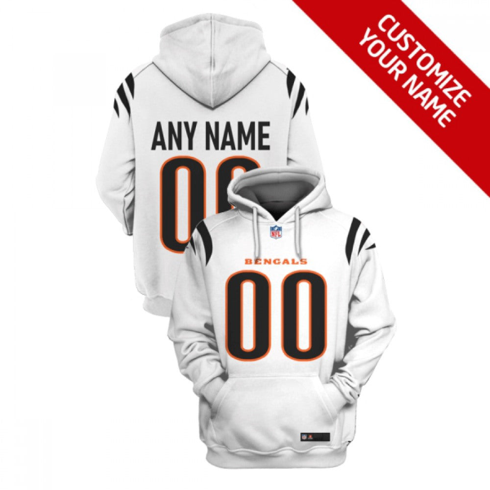Men's Cincinnati Bengals Active Player Custom 2021 White Pullover Hoodie 