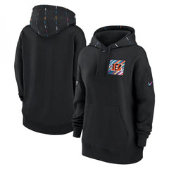 Women's Cincinnati Bengals Black 2023 Crucial Catch Club Pullover Hoodie(Run Small) 