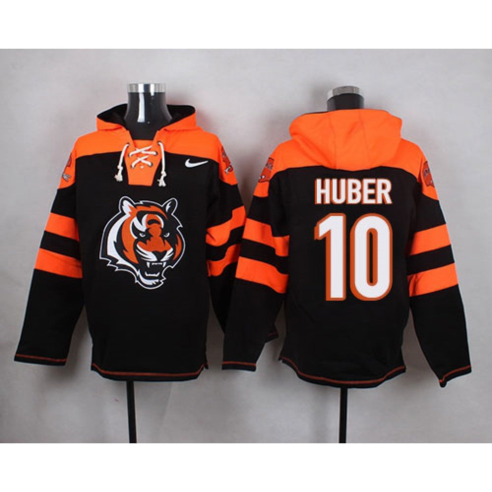 Bengals #10 Kevin Huber Black Player Pullover NFL Hoodie 