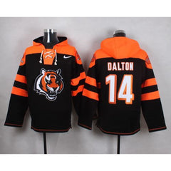Bengals #14 Andy Dalton Black Player Pullover NFL Hoodie 