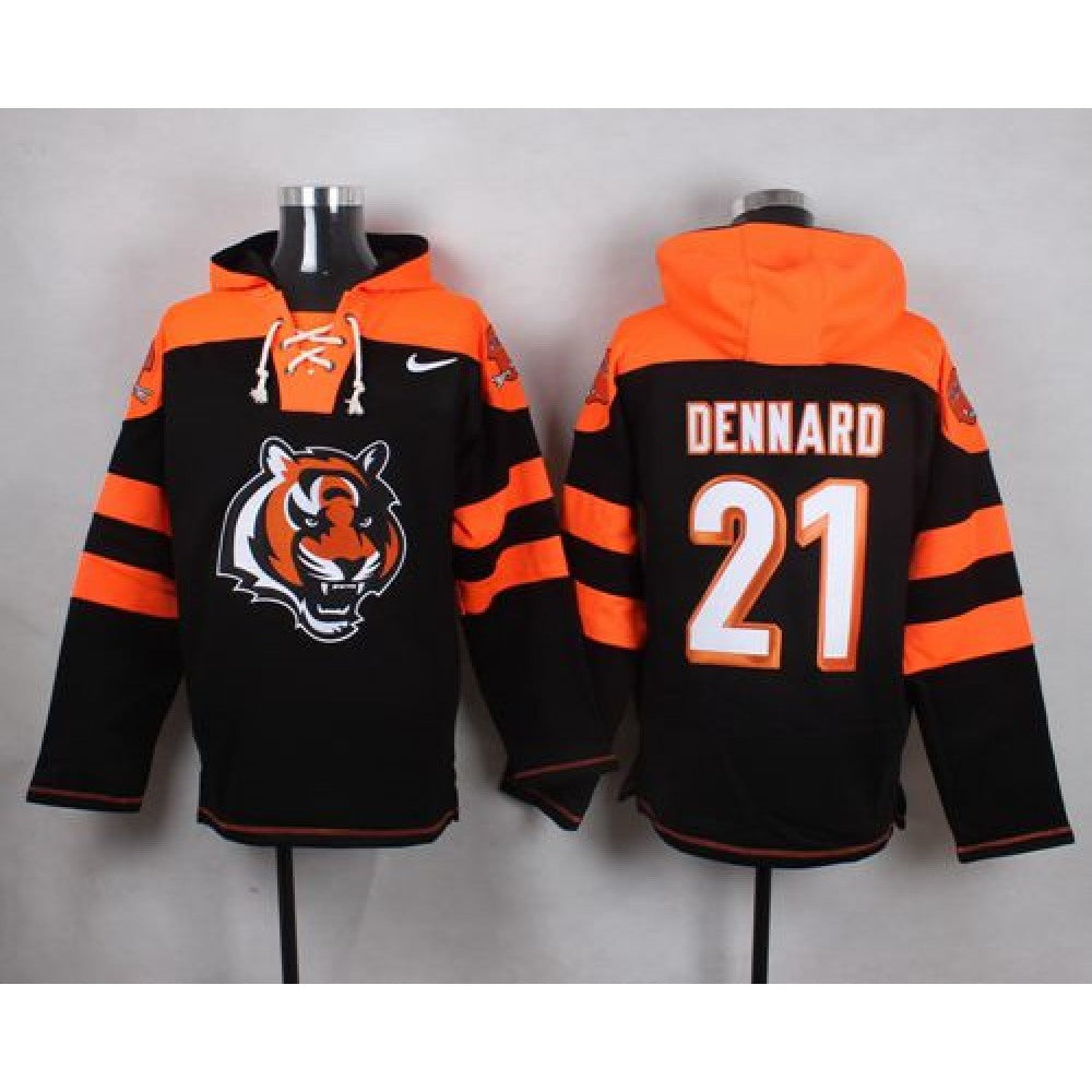 Bengals #21 Darqueze Dennard Black Player Pullover NFL Hoodie 