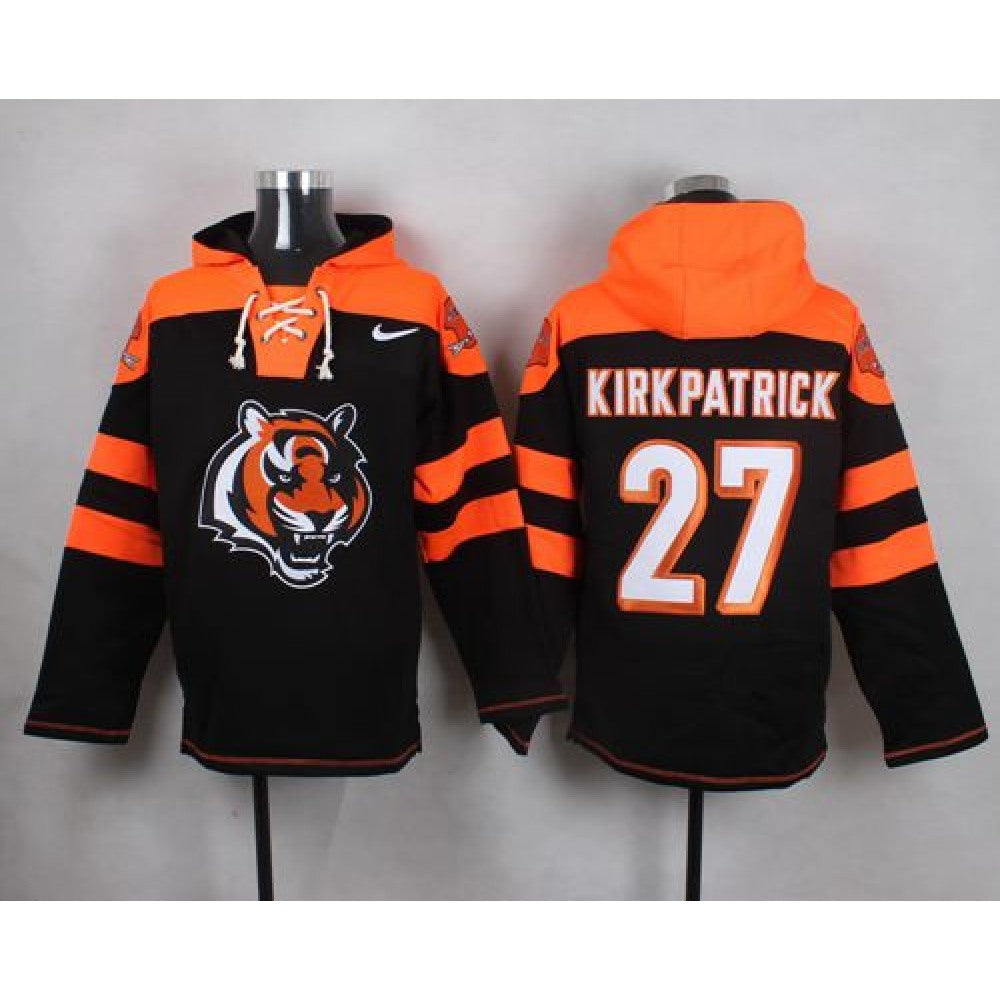 Bengals #27 Dre Kirkpatrick Black Player Pullover NFL Hoodie 