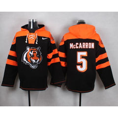 Bengals #5 AJ McCarron Black Player Pullover NFL Hoodie 