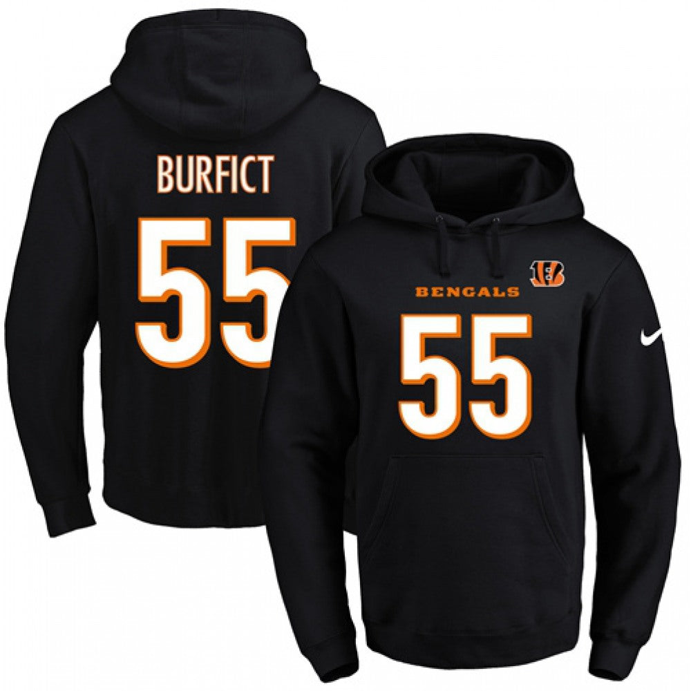 Bengals #55 Vontaze Burfict Black Name & Number Pullover NFL Hoodie 