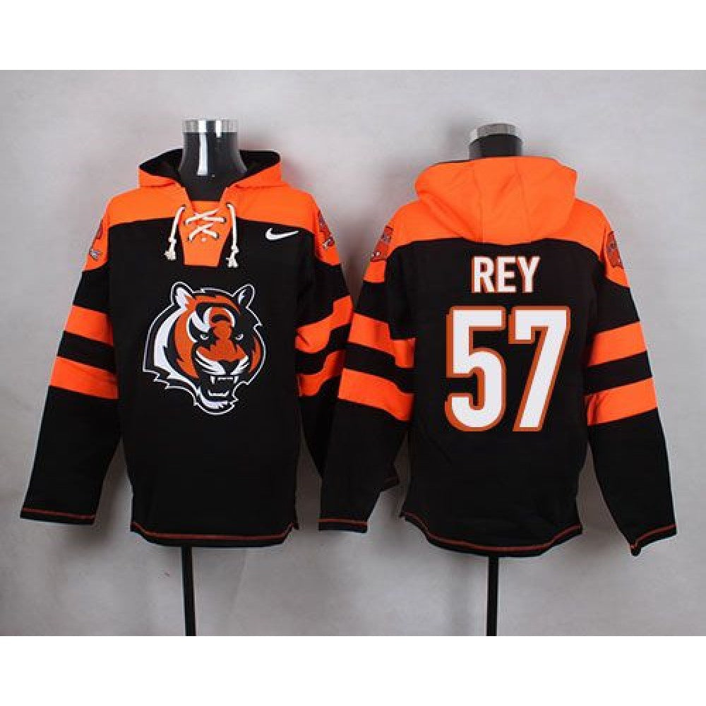 Bengals #57 Vincent Rey Black Player Pullover NFL Hoodie 