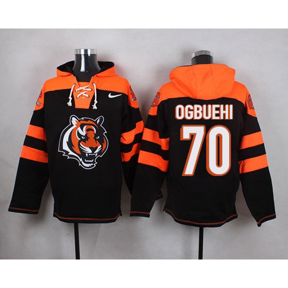Bengals #70 Cedric Ogbuehi Black Player Pullover NFL Hoodie 