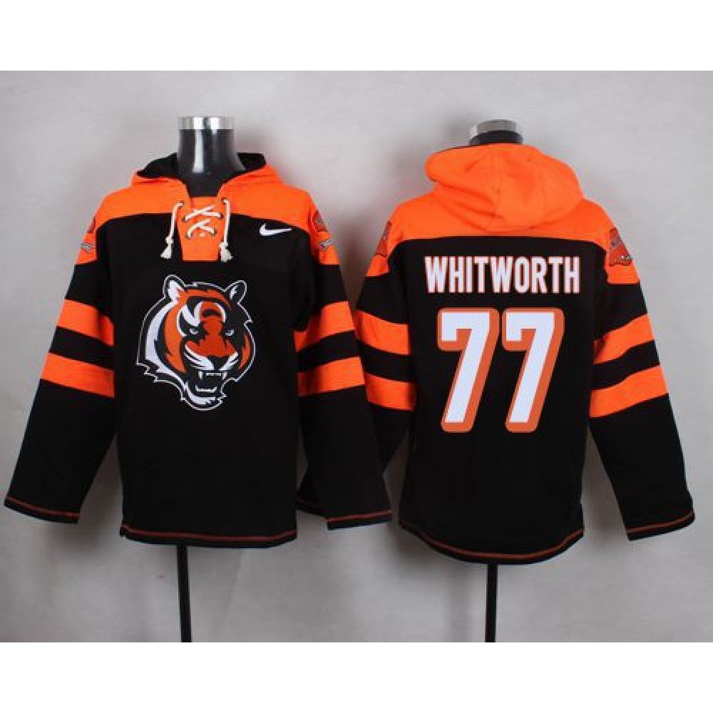 Bengals #77 Andrew Whitworth Black Player Pullover NFL Hoodie 