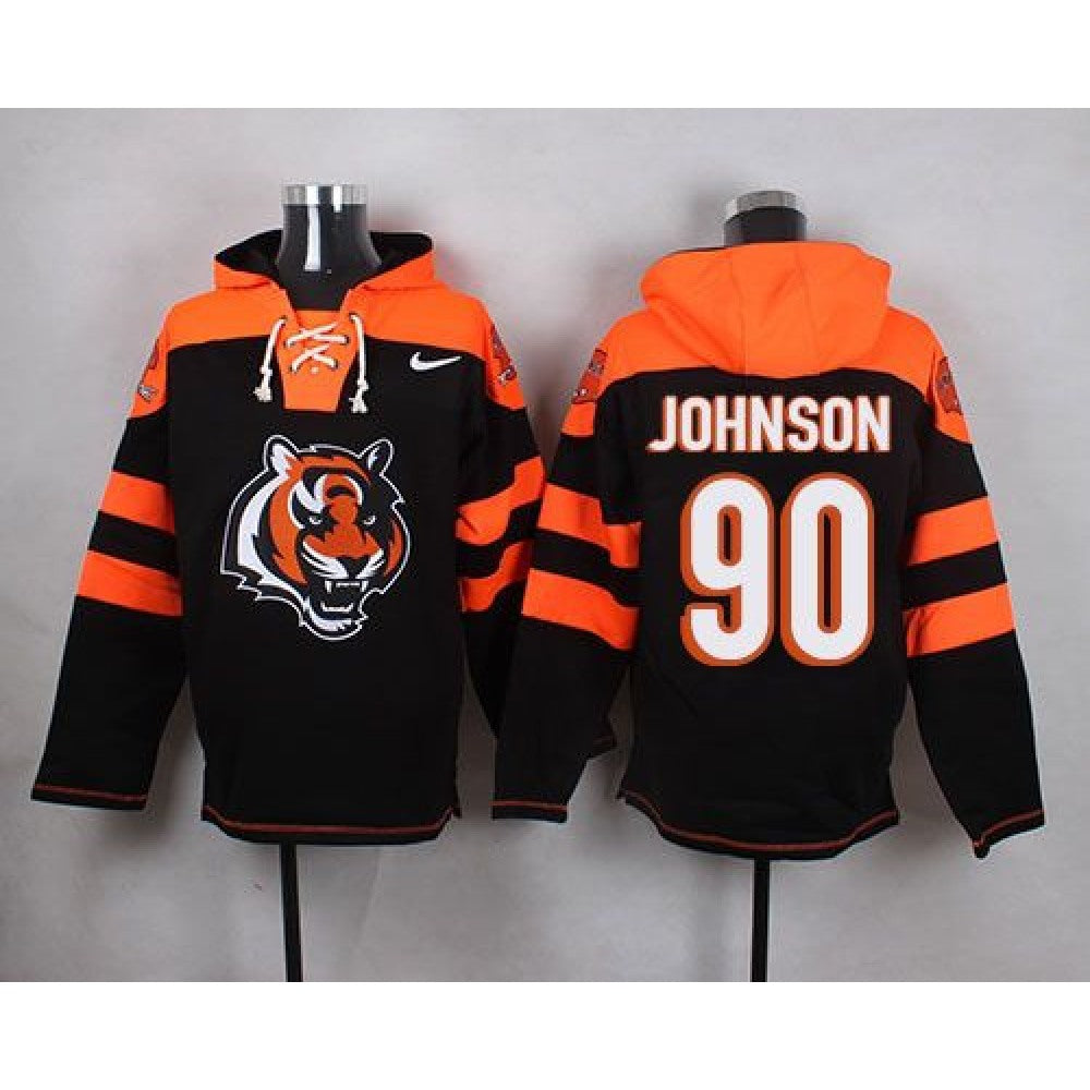Bengals #90 Michael Johnson Black Player Pullover NFL Hoodie 