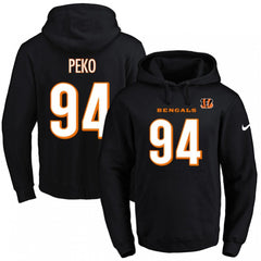 Bengals #94 Domata Peko Black Name & Number Pullover NFL Hoodie 