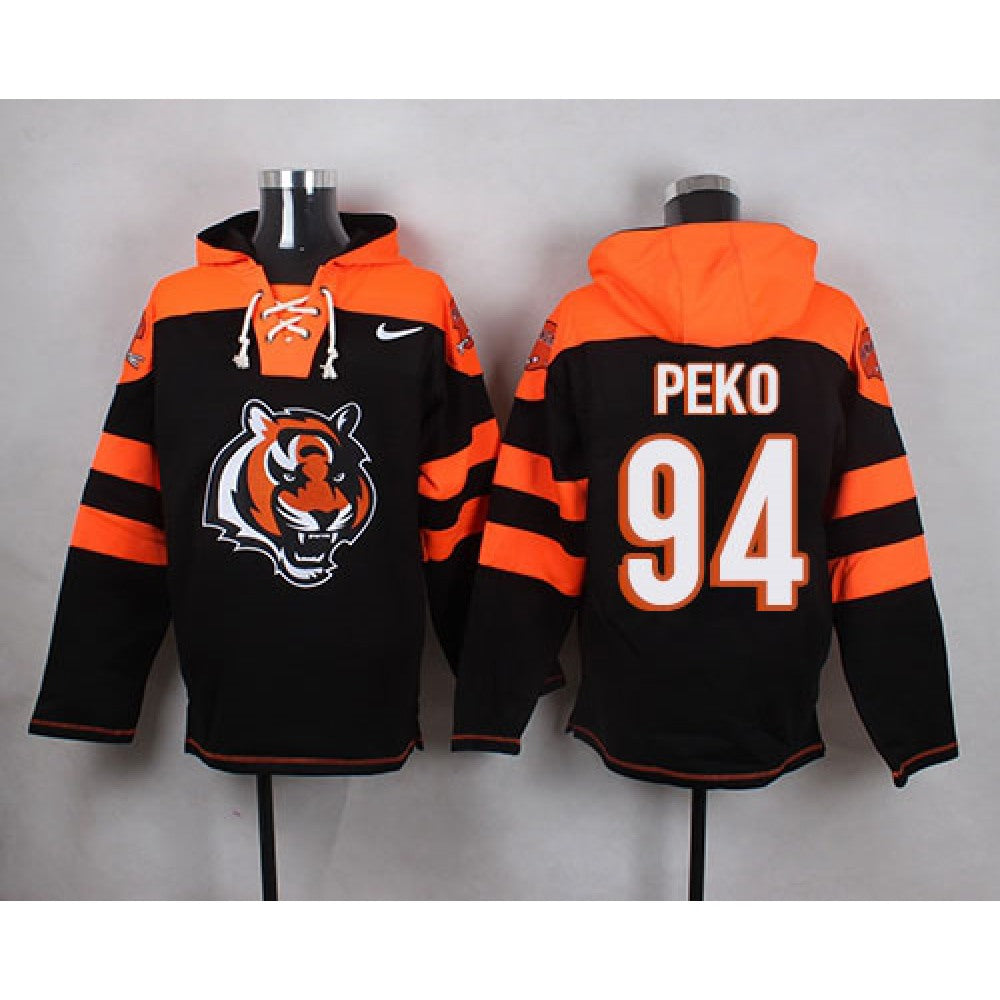 Bengals #94 Domata Peko Black Player Pullover NFL Hoodie 