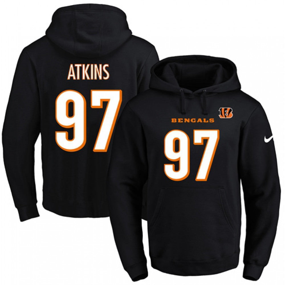 Bengals #97 Geno Atkins Black Name & Number Pullover NFL Hoodie 