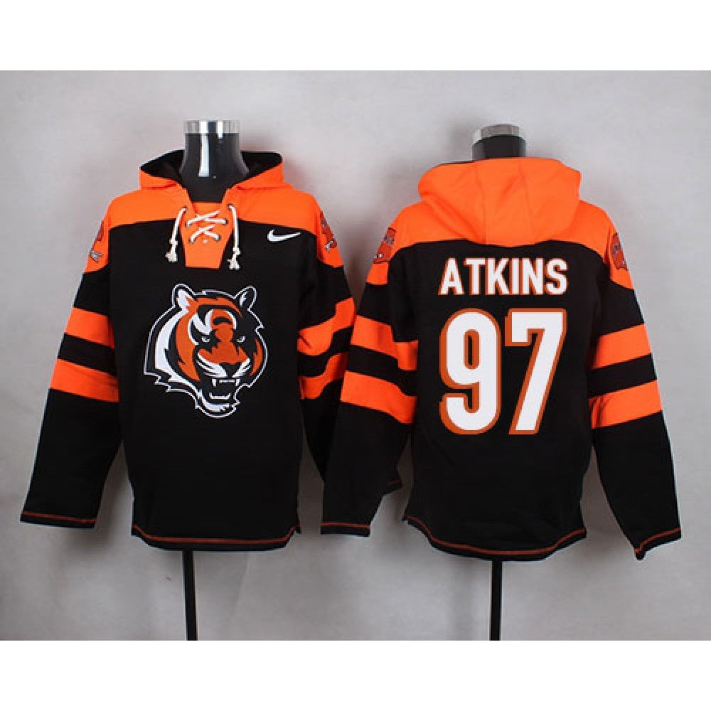 Bengals #97 Geno Atkins Black Player Pullover NFL Hoodie 