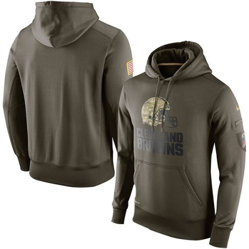 Men's Cleveland Browns Olive Salute To Service KO Performance Hoodie 