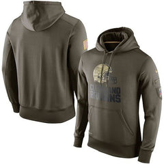 Men's Cleveland Browns Olive Salute To Service KO Performance Hoodie 