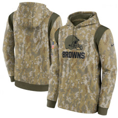 Men's Cleveland Browns Camo 2021 Salute To Service Therma Performance Pullover Hoodie 