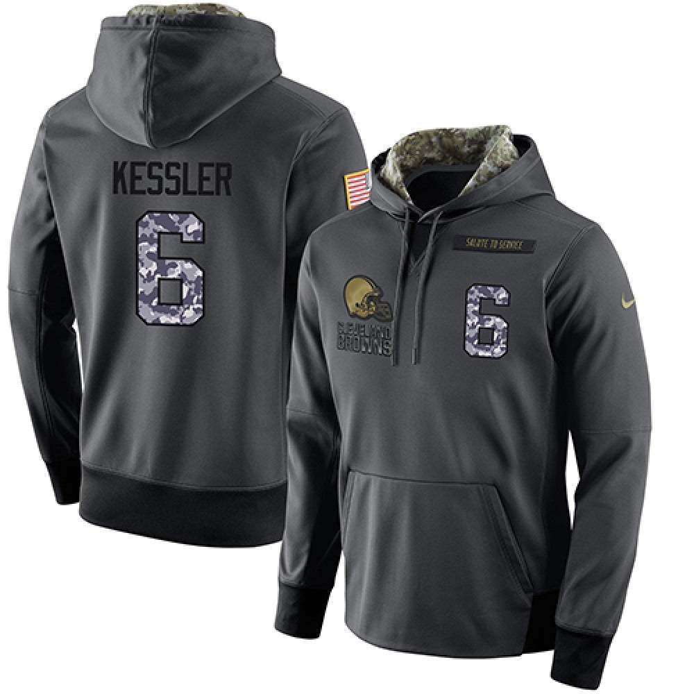NFL Men's Cleveland Browns #6 Cody Kessler Stitched Black Anthracite Salute to Service Player Performance Hoodie 