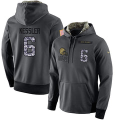 NFL Men's Cleveland Browns #6 Cody Kessler Stitched Black Anthracite Salute to Service Player Performance Hoodie 