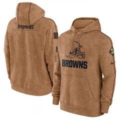 Men's Cleveland Browns 2023 Brown Salute to Service Pullover Hoodie 