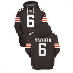 Men's Cleveland Browns #6 Baker Mayfield 2021 New Brown Pullover Hoodie 