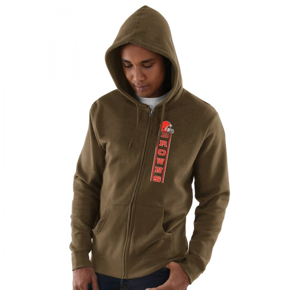 Men's Cleveland Browns Brown Hook and Ladder Full-Zip NFL Hoodie 