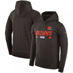 Men's Cleveland Browns Brown Sideline Team Name Performance Pullover Hoodie 
