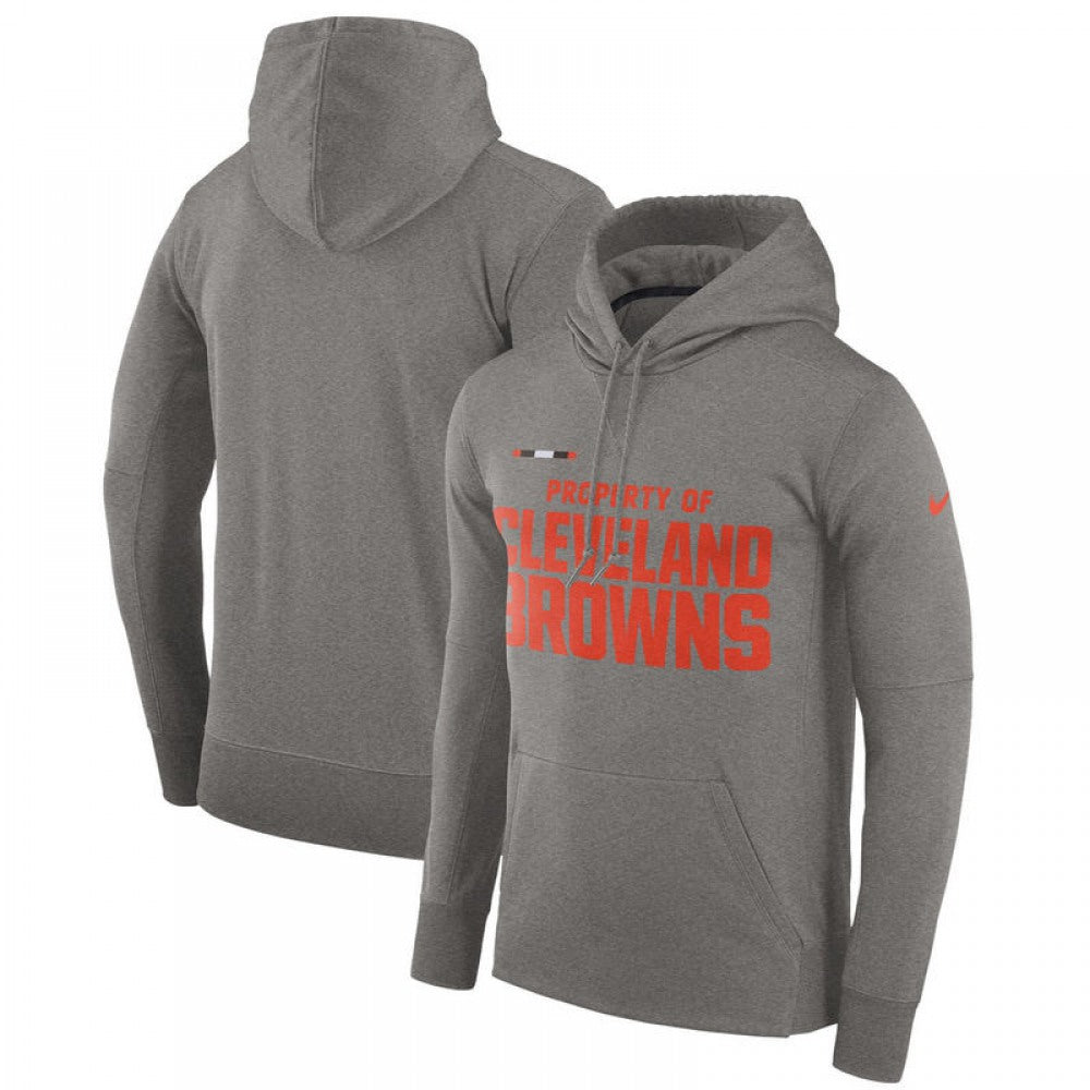 Men's Cleveland Browns Heather Gray Sideline Property Of Performance Pullover Hoodie 