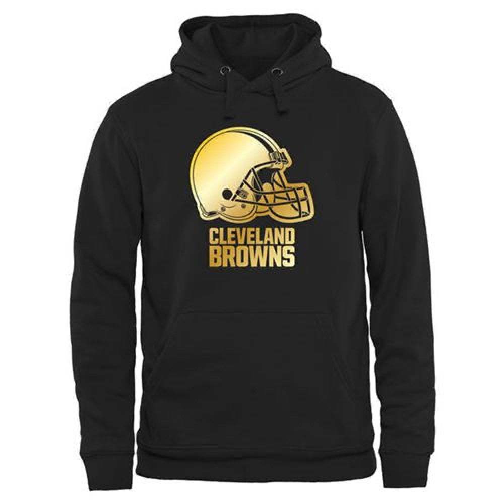 Men's Cleveland Browns Pro Line Black Gold Collection Pullover Hoodie 